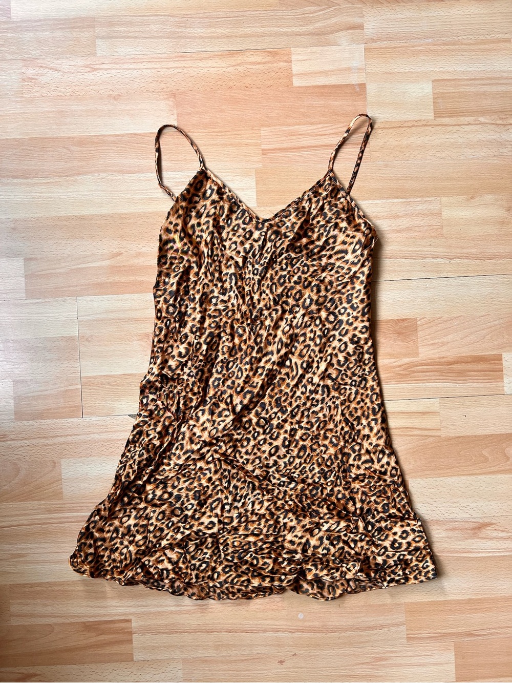 Source Unknown satin Leopard Print Mini slip Dress - Brown & Black